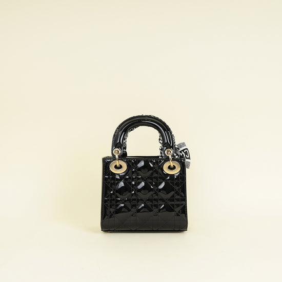 Christian Dior Black Lady Dior Mini Chain Bag W/ Twilly