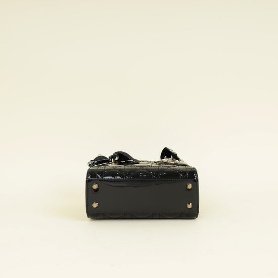 Christian Dior Black Lady Dior Mini Chain Bag W/ Twilly