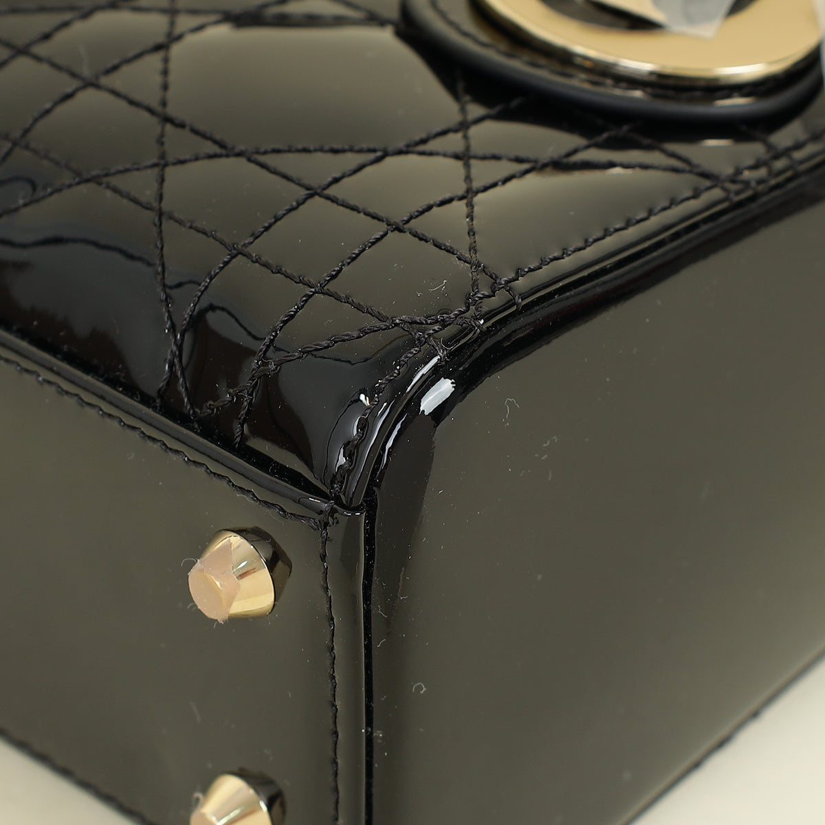 Christian Dior Black Lady Dior Mini Chain Bag W/ Twilly