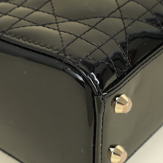 Christian Dior Black Lady Dior Mini Chain Bag W/ Twilly