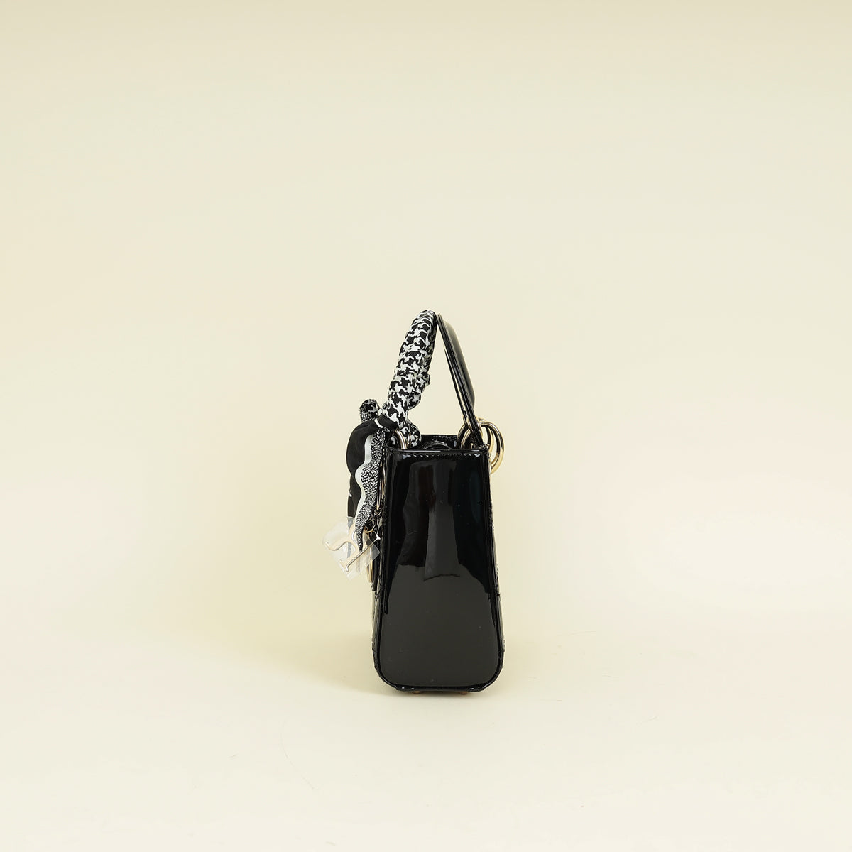 Christian Dior Black Lady Dior Mini Chain Bag W/ Twilly