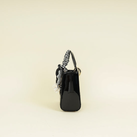 Christian Dior Black Lady Dior Mini Chain Bag W/ Twilly