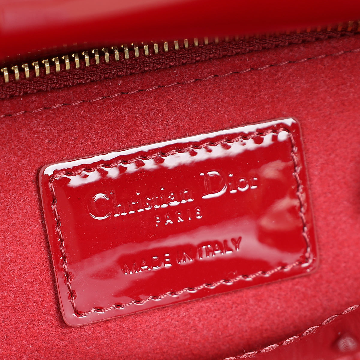 Christian Dior Red Lady Dior Mini Chain Bag w/ Twilly