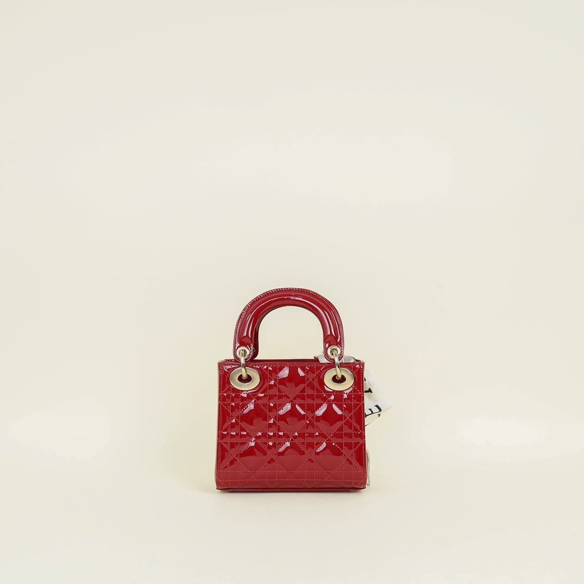 Christian Dior Red Lady Dior Mini Chain Bag w/ Twilly