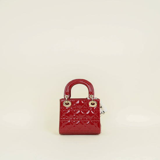 Christian Dior Red Lady Dior Mini Chain Bag w/ Twilly