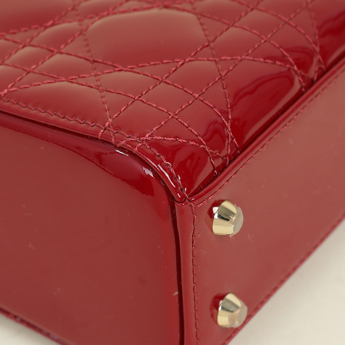 Christian Dior Red Lady Dior Mini Chain Bag w/ Twilly