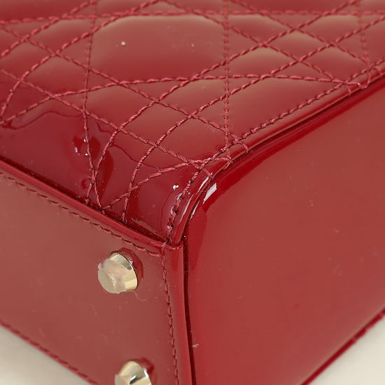 Christian Dior Red Lady Dior Mini Chain Bag w/ Twilly