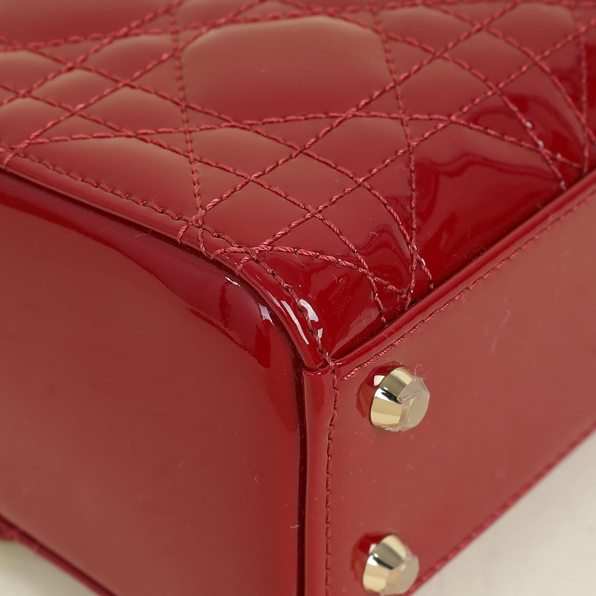 Christian Dior Red Lady Dior Mini Chain Bag w/ Twilly