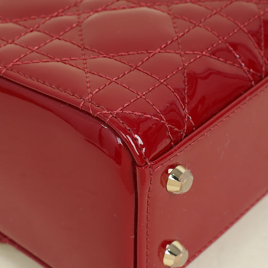 Christian Dior Red Lady Dior Mini Chain Bag w/ Twilly