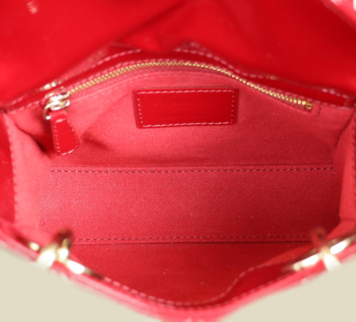 Christian Dior Red Lady Dior Mini Chain Bag w/ Twilly