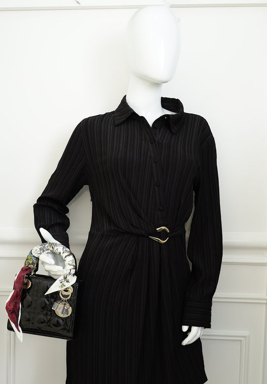 Christian Dior Black Lady Dior Mini Chain Bag w/ Twilly