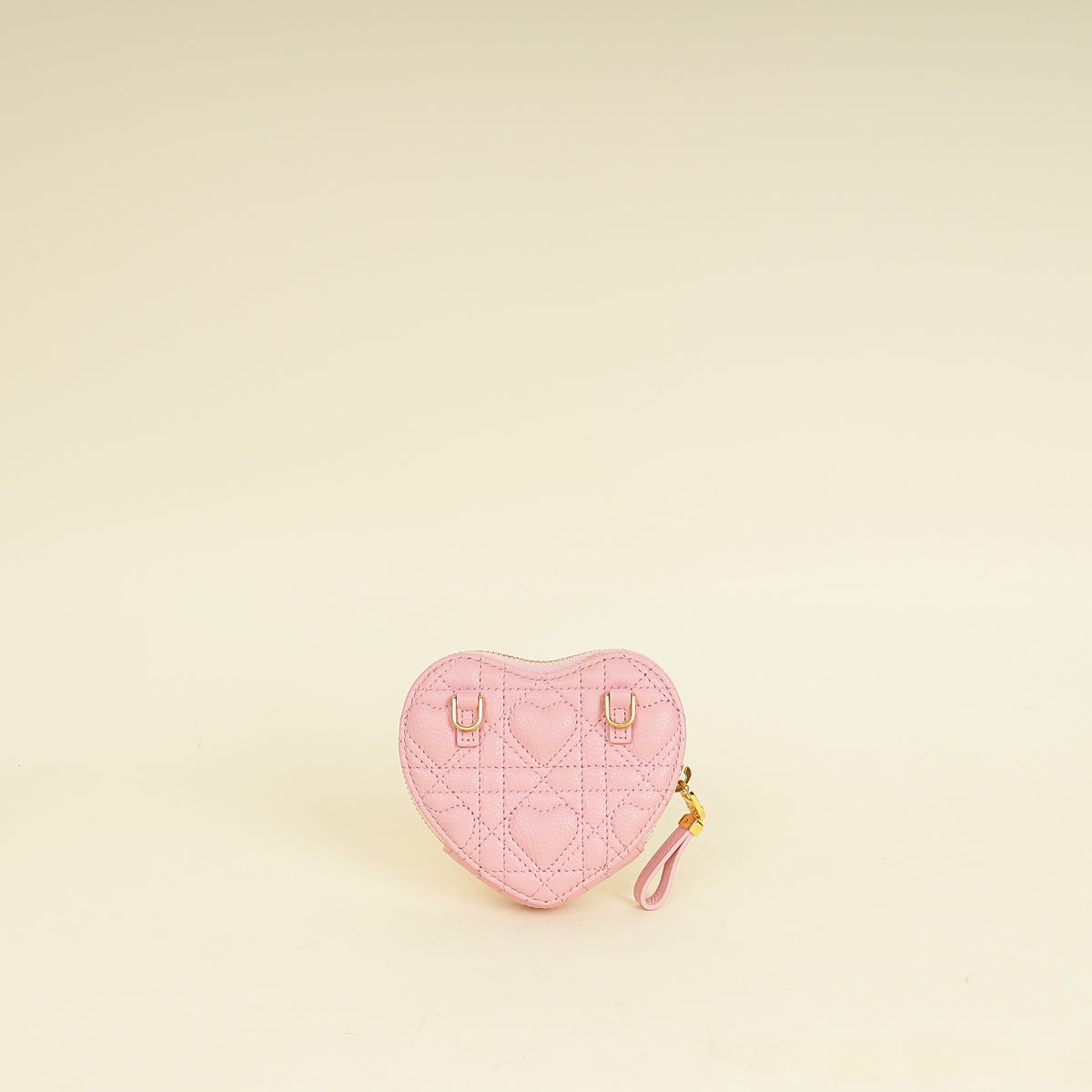 Christian Dior Pale Pink Dioramour Dior Caro Heart Pouch with Chain-Christian Dior-THE CLOSET