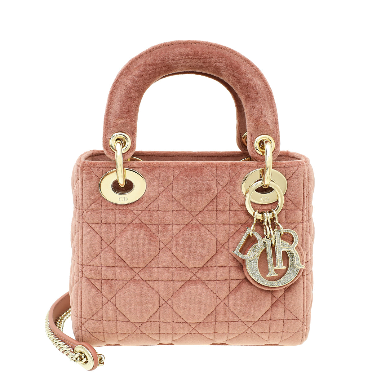 Christian Dior Pink Velvet Lady Dior Mini Chain Bag-Christian Dior-THE CLOSET