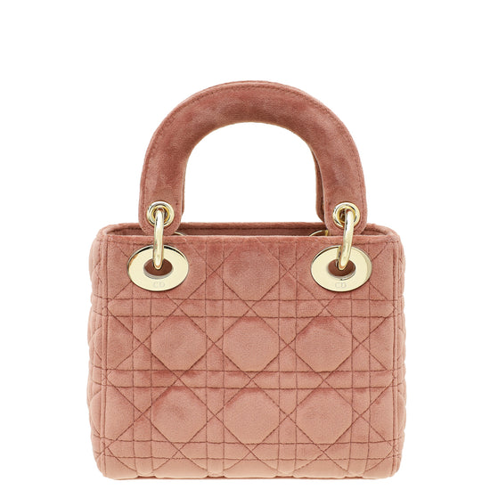 Christian Dior Pink Velvet Lady Dior Mini Chain Bag