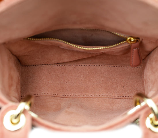 Christian Dior Pink Velvet Lady Dior Mini Chain Bag