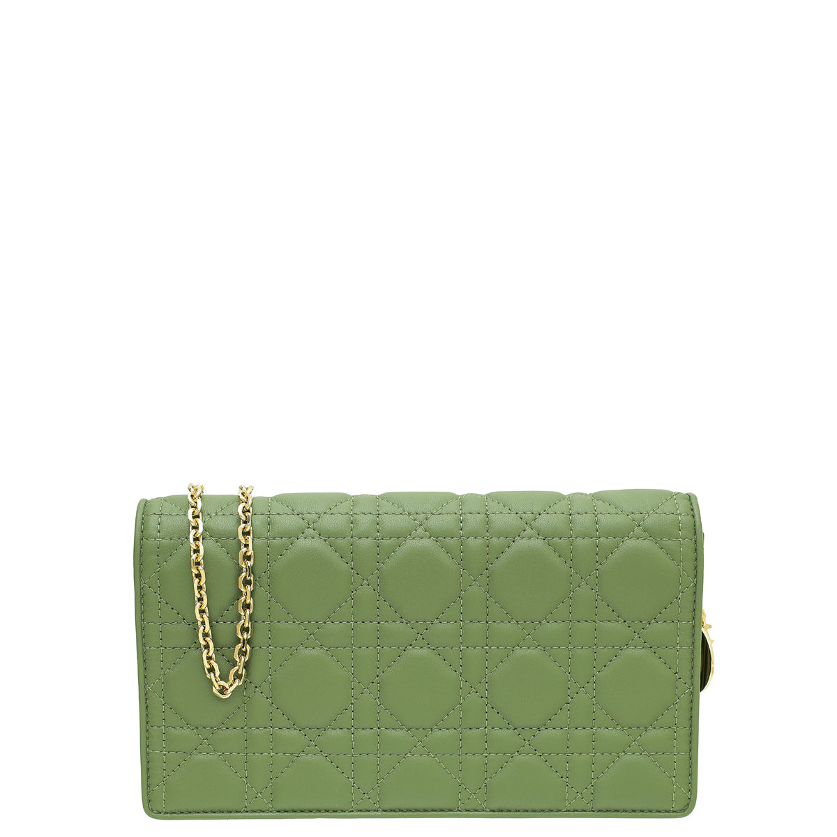Christian Dior Grayish Olive Lady Dior Chain Pouch-Christian Dior-THE CLOSET