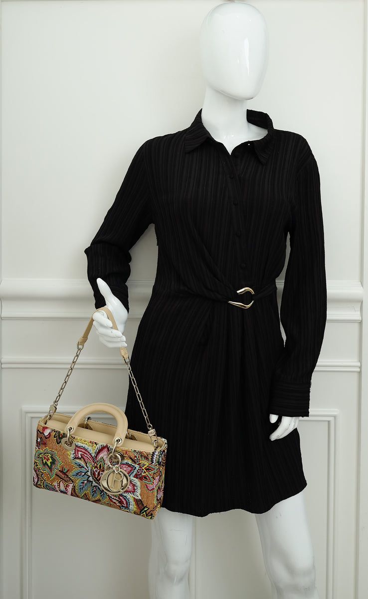 Christian Dior Multicolor Lady D-Joy Medium Raffai Albero della Vita Embroidery Bag-Christian Dior-THE CLOSET