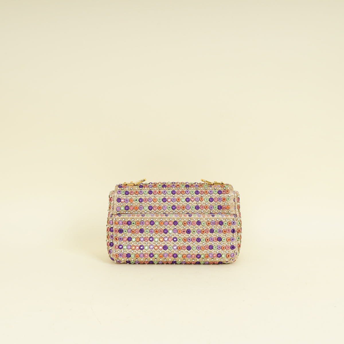 Christian Dior Gold Multicolor Caro Embellished Small Flap Bag