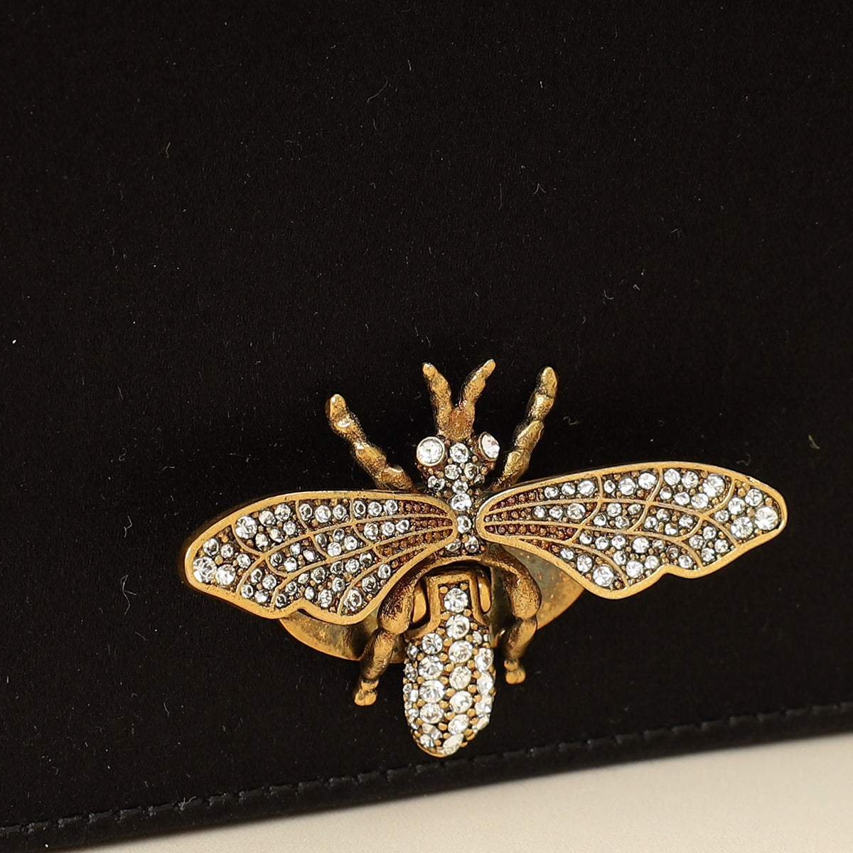 Christian Dior Black D-Bee Satin Evening Clutch Bag-Christian Dior-THE CLOSET