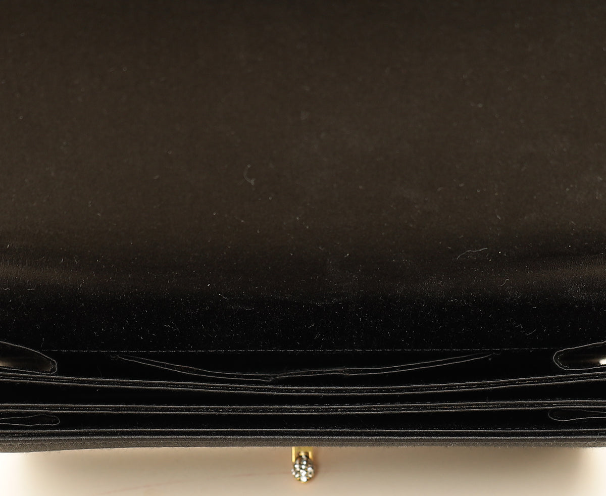 Christian Dior Black D-Bee Satin Evening Clutch Bag-Christian Dior-THE CLOSET