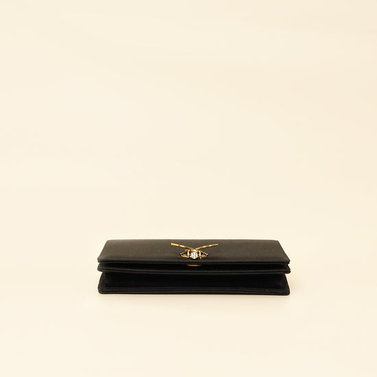 Christian Dior Black D-Bee Satin Evening Clutch Bag-Christian Dior-THE CLOSET