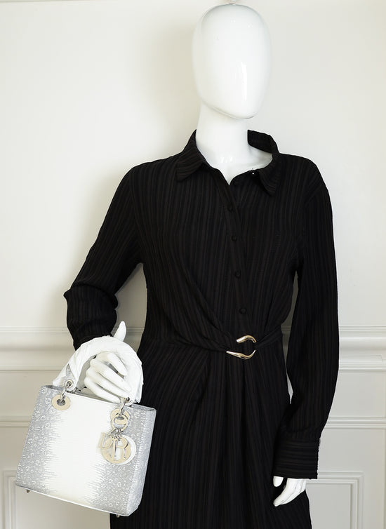 Christian Dior White Ombre Lizard Lady Dior Small Bag