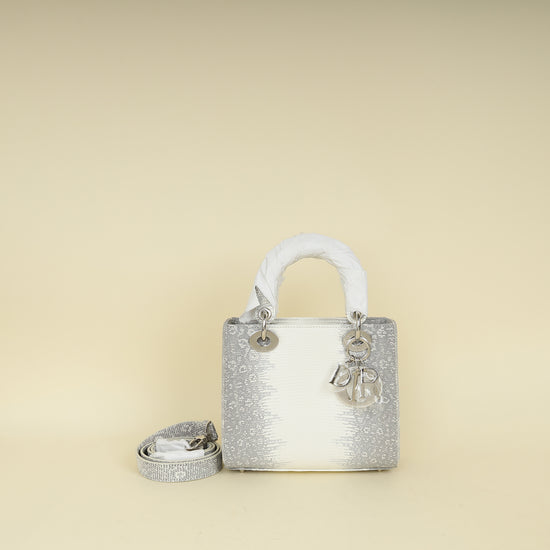 Christian Dior White Ombre Lizard Lady Dior Small Bag