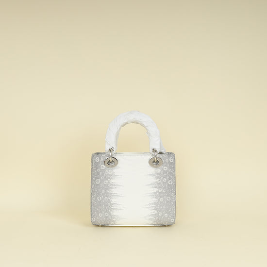 Christian Dior White Ombre Lizard Lady Dior Small Bag