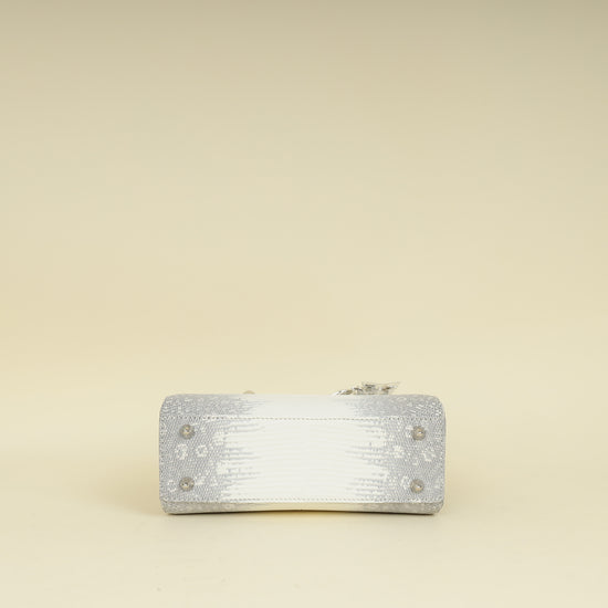 Christian Dior White Ombre Lizard Lady Dior Small Bag