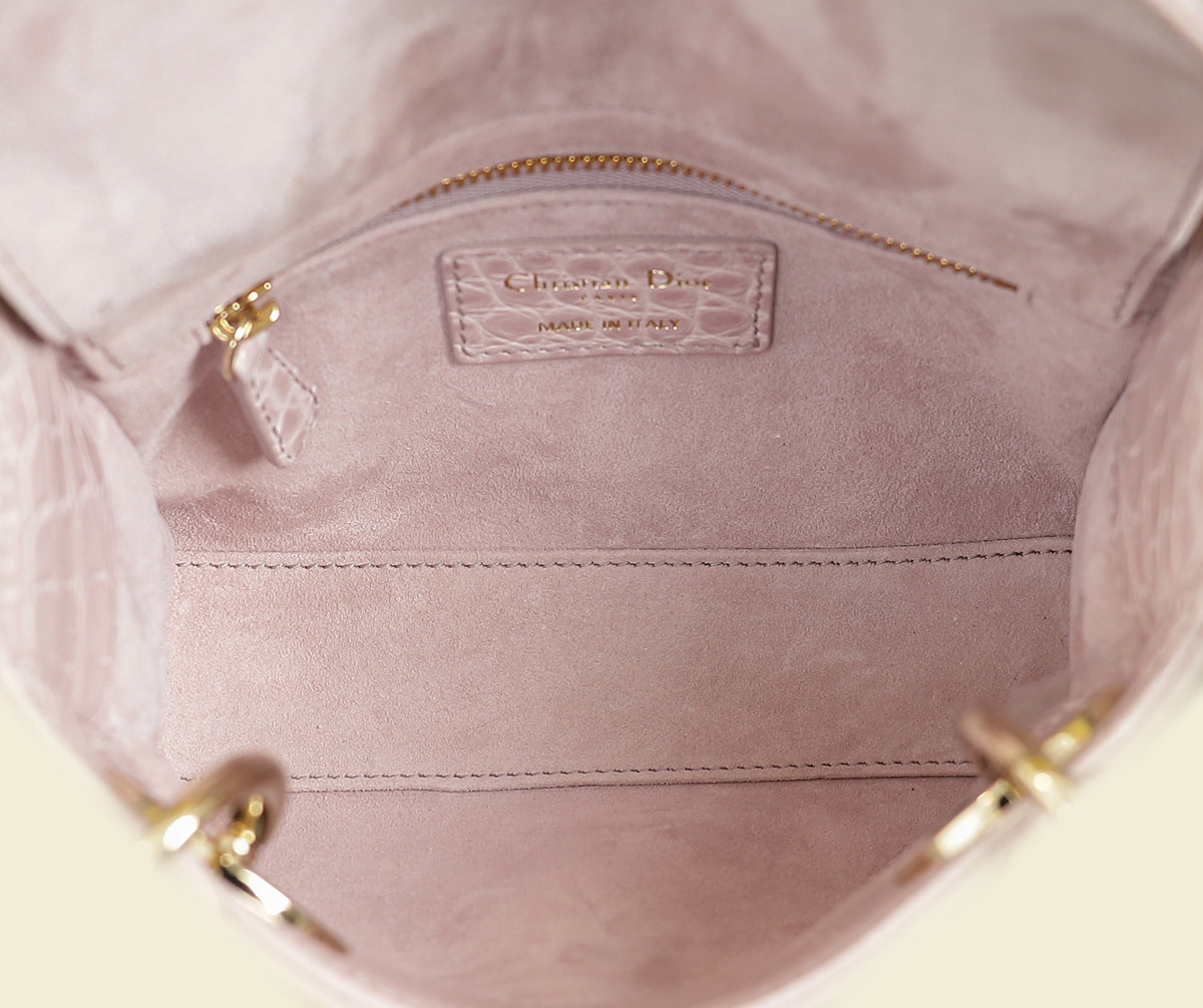Christian Dior Lilac Lady Dior Mini Alligator Mississippiensis Crystal Bag