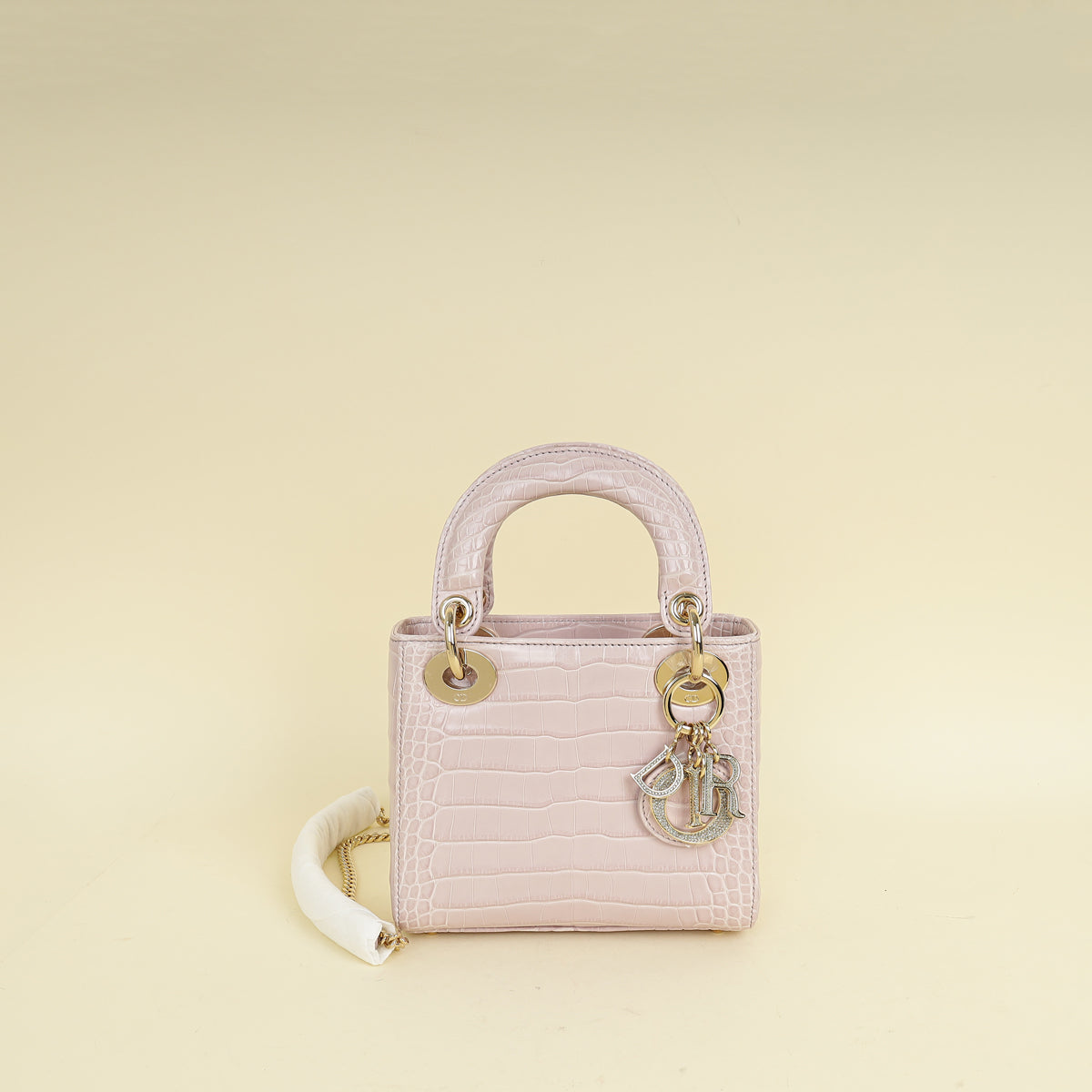 Christian Dior Lilac Lady Dior Mini Alligator Mississippiensis Crystal Bag