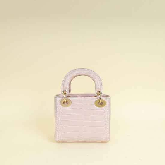 Christian Dior Lilac Lady Dior Mini Alligator Mississippiensis Crystal Bag
