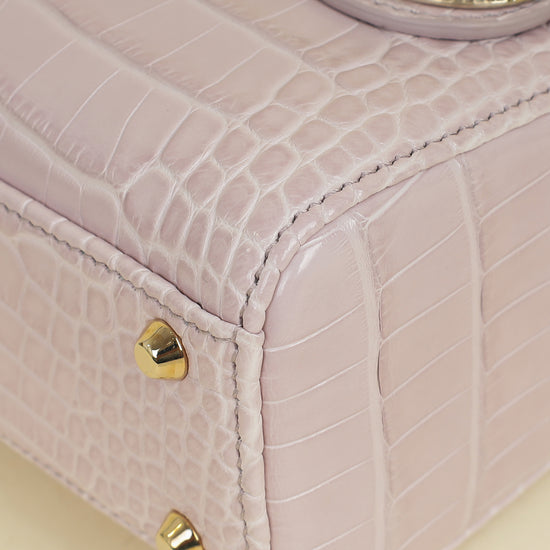 Christian Dior Lilac Lady Dior Mini Alligator Mississippiensis Crystal Bag