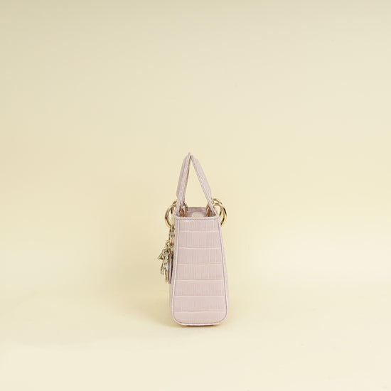 Christian Dior Lilac Lady Dior Mini Alligator Mississippiensis Crystal Bag