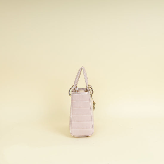 Christian Dior Lilac Lady Dior Mini Alligator Mississippiensis Crystal Bag
