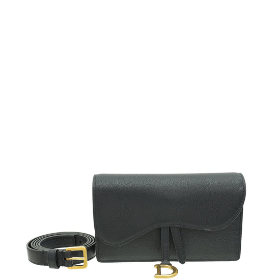 Christian Dior Black Saddle Belt Pouch