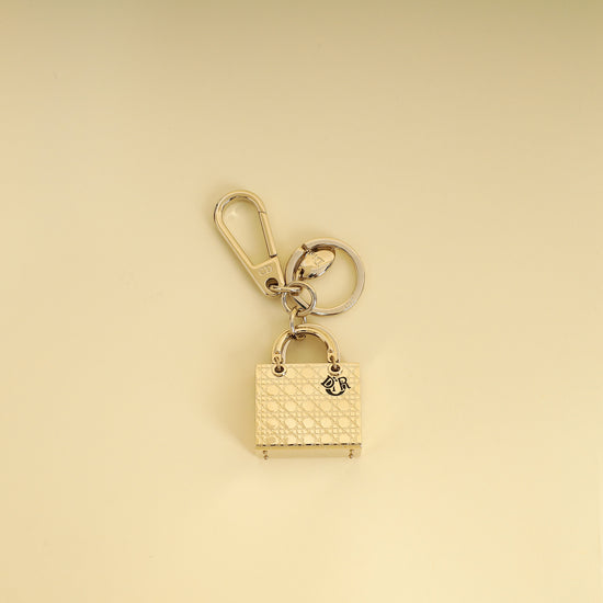 Christian Dior Gold Lady Dior Keychain Bag Charm-Christian Dior-THE CLOSET
