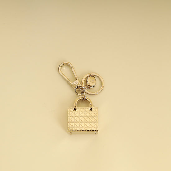 Christian Dior Gold Lady Dior Keychain Bag Charm-Christian Dior-THE CLOSET