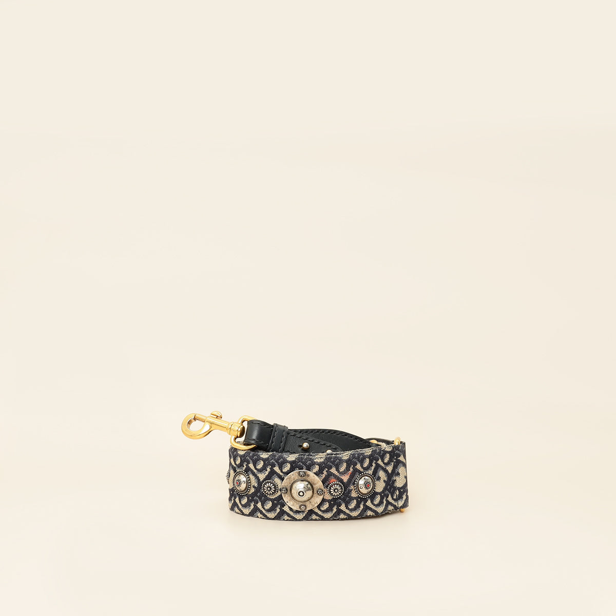 Christian Dior Navy Blue Signature Dior Vintage Oblique Medallion Bag Strap-Christian Dior-THE CLOSET