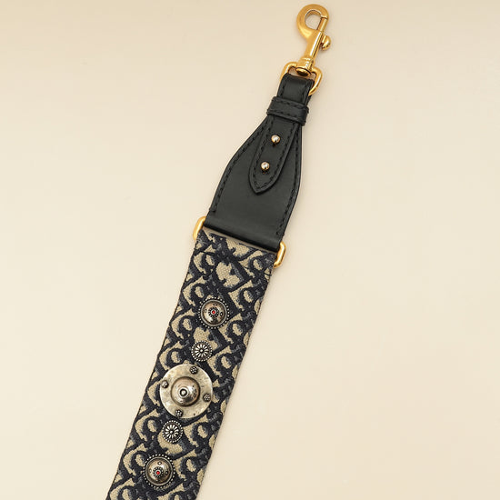 Christian Dior Navy Blue Signature Dior Vintage Oblique Medallion Bag Strap-Christian Dior-THE CLOSET