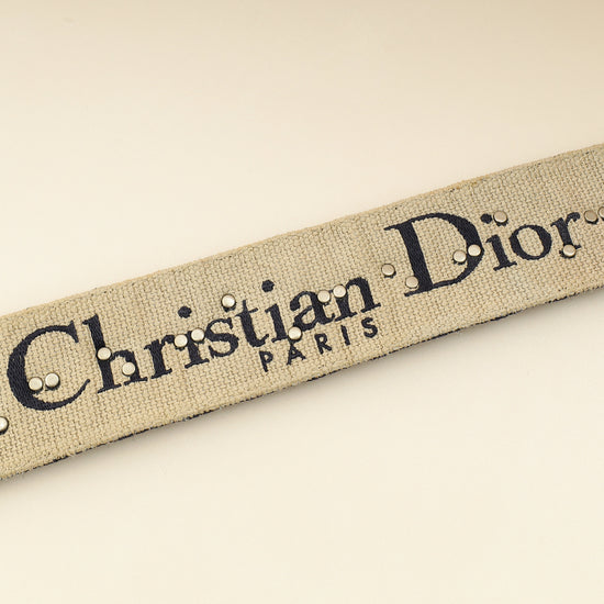 Christian Dior Navy Blue Signature Dior Vintage Oblique Medallion Bag Strap-Christian Dior-THE CLOSET