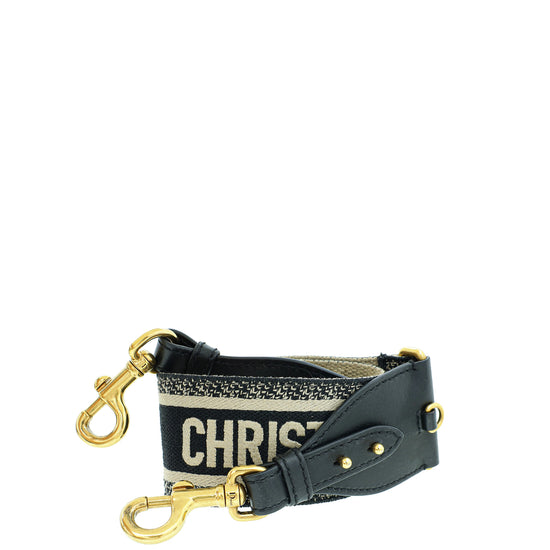 Christian Dior Black CHRISTIAN DIOR' Embroidery Wide Shoulder Strap