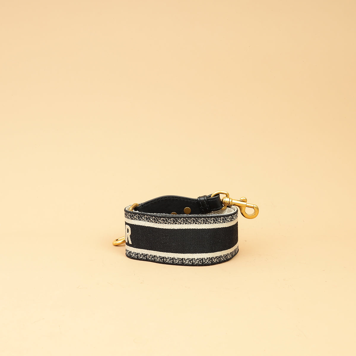 Christian Dior Black Embroidery 6cm Shoulder Strap-Christian Dior-THE CLOSET