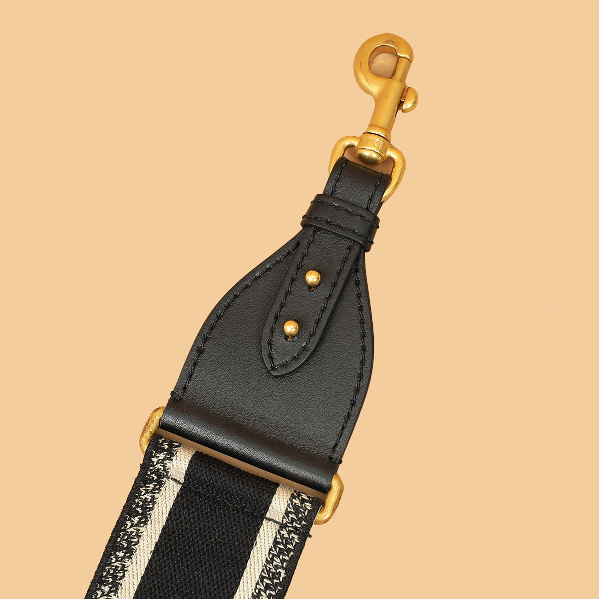 Christian Dior Black Embroidery 6cm Shoulder Strap-Christian Dior-THE CLOSET