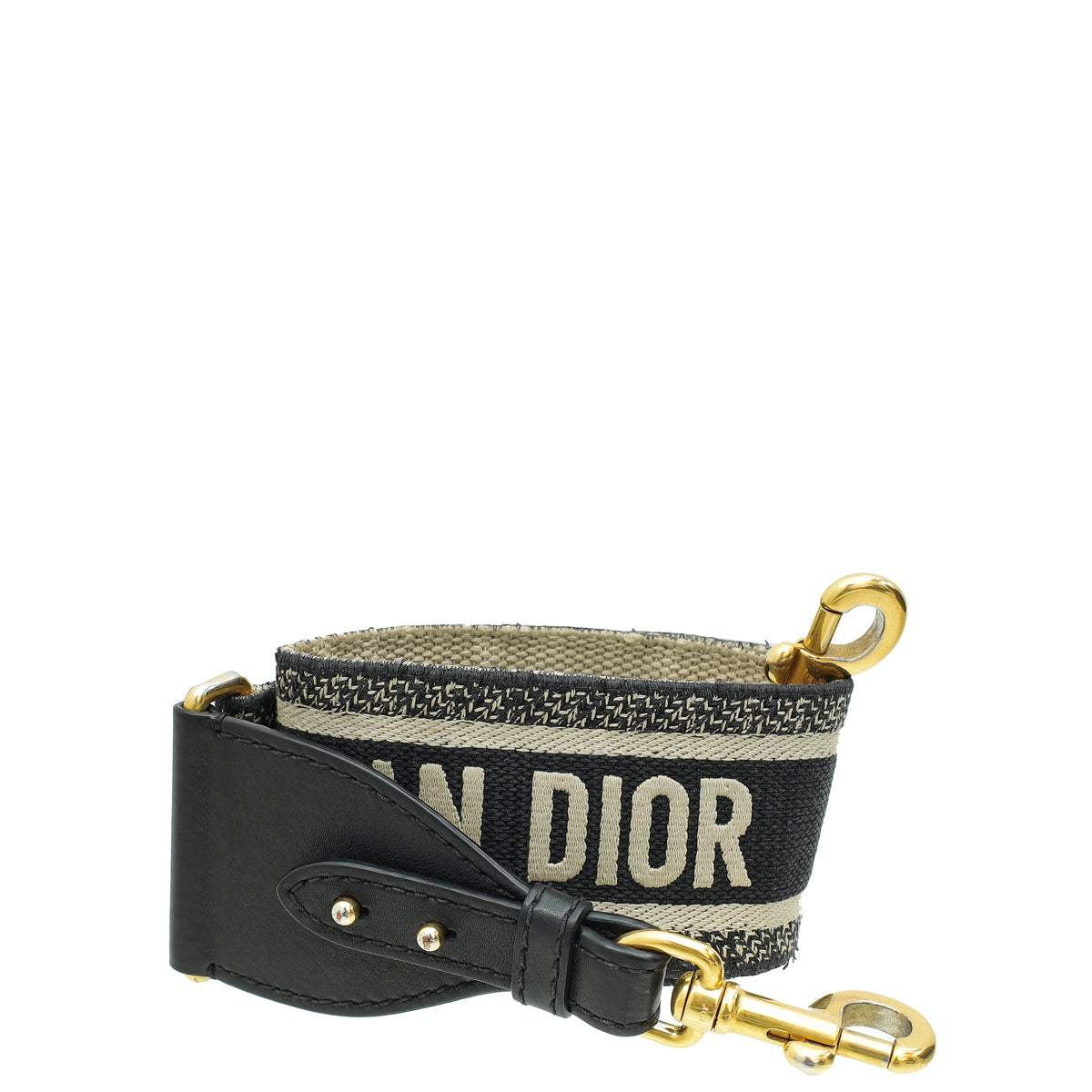 Christian Dior Black "Christian Dior Paris" Embroidery Shoulder Strap