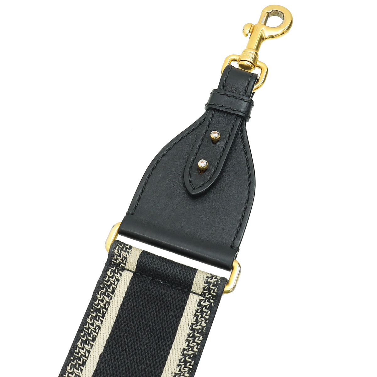 Christian Dior Black "Christian Dior Paris" Embroidery Shoulder Strap