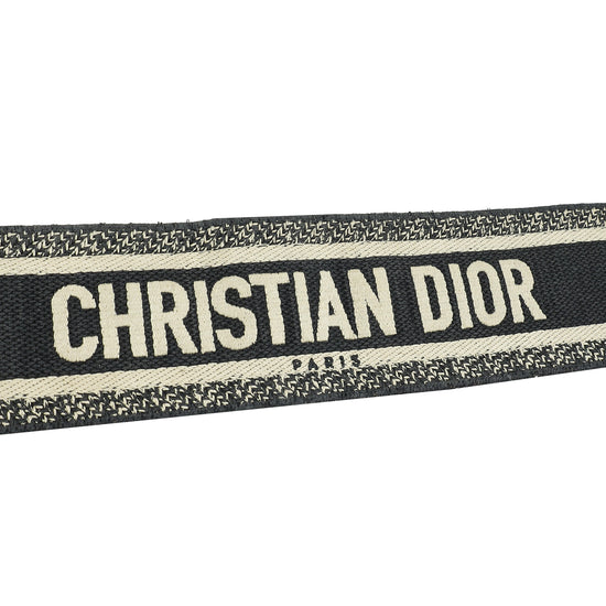 Christian Dior Black "Christian Dior Paris" Embroidery Shoulder Strap