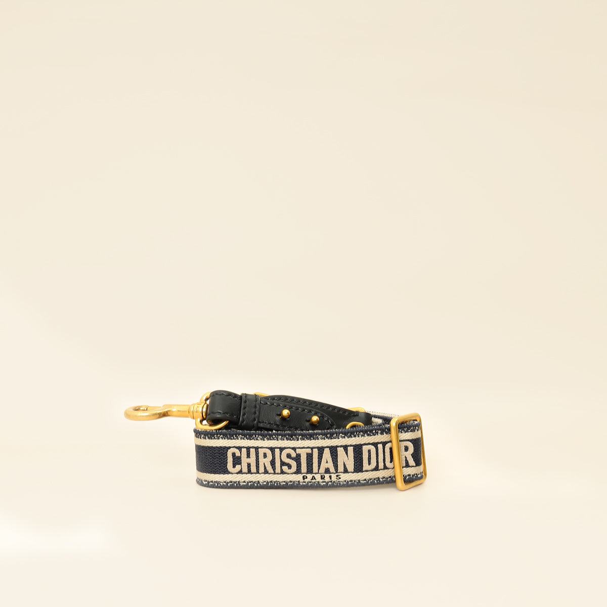 Christian Dior Navy Blue 'Christian Dior' Embroidery Adjustable Shoulder Strap-Christian Dior-THE CLOSET