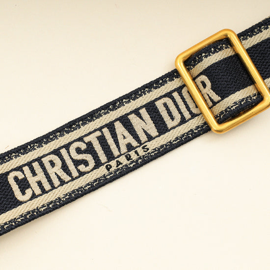 Christian Dior Navy Blue 'Christian Dior' Embroidery Adjustable Shoulder Strap-Christian Dior-THE CLOSET