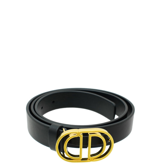 Christian Dior Black CD Cut Out Buckle 25mm Belt